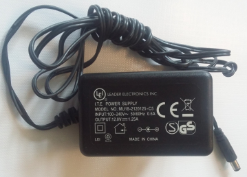 I.T.E. POWER SUPPLY MODEL NO.:MU18-2120125-C5 INPUT:100-240V 50/60Hz 0.6A OUTPUT: 12.0V 1.25A