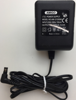 AMIGO AM-121200AV INPUT 230V-50Hz 150mA  OUTPUT 12V-1200mA 14.4VA ADAPTER