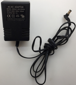 MWA41-0901000GS INPUT 230V-50Hz 100mA OUTPUT 9V-1A AC AC ADAPTOR