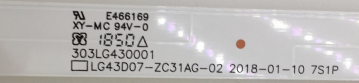Set3 3x LG Innotek 17Y 43inch_A-Type LED_ARRAY_REV0.0_170623 LED Backlight für 43UM71007LB, 43UK6300 43LK5900PLA