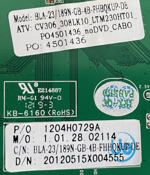 BLA-23/189N-GB-4B CV308L-K 1204H0729A H LTM230HT01 4501436 1.01.28.02114 Mainboard