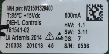 AKS818/NE  W10562172 REV.A  W21501329400 KW INDUCTION Touch Panel / Display Modul