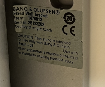Bang & Olufsen Manual Wall Bracket BeoVision Avant 55