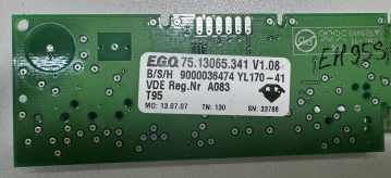 EH95S501/08  980.107-03 EGO 75.13065.341 V1.08 – Anzeige- / Steuerplatine für Induktionskochfeld (Bosch / Siemens / Neff / Gaggenau)