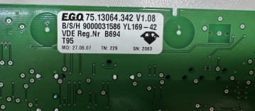EH95S501/08 980.106-03 EGO 75.13064.342 V1.08 9000031586 YL169-42 Bedienfeld / Displayplatine für Induktionskochfeld