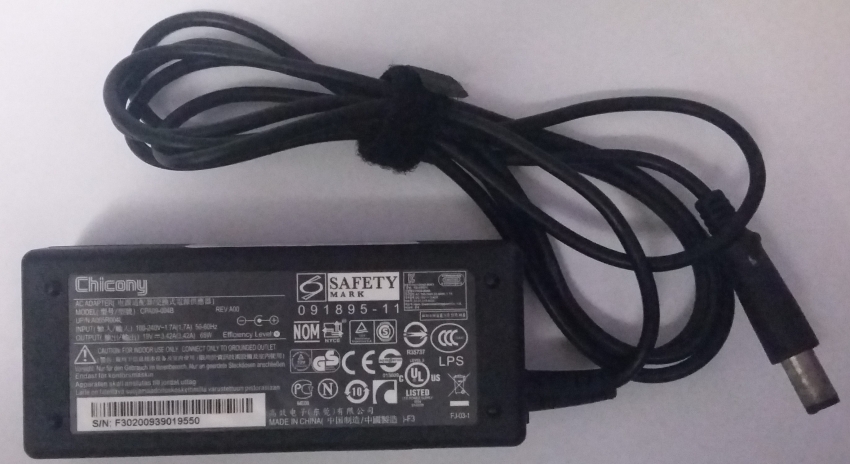 Chicony AC ADAPTER MODEL:CPA09-004B UP/N:100-240V 1.7A(1.7A) 50-60Hz OUTPUT:19V 3.42A(3.42A) 65W