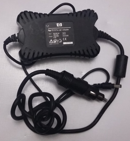 hp f5107a car adapter  Input 9V-32V DC 12A max  Output 19.6V DC 4.1A L-0312-A1.02