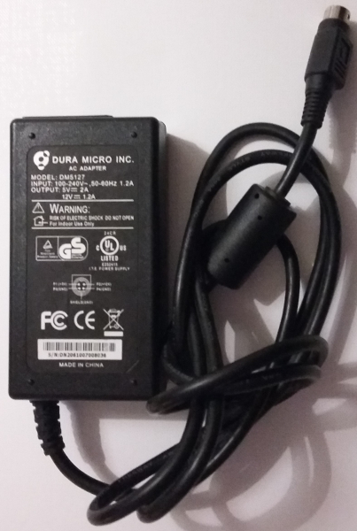 DURA MICRO INC. AC ADAPTER MODEL:DM5127 INPUT: 100-240V 50-60Hz. 1.2A OUTPUT:5V - 2A12V - 1.2A