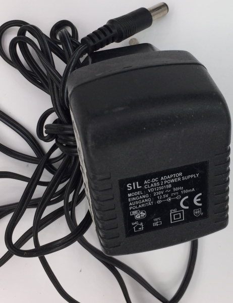 VD125015B AC/DC Adaptor Output: 12,5V - 150mA