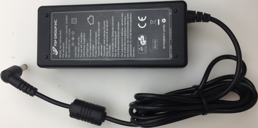 FSP045-RHC INPUT/100-240Vac 1.2(1,2A)-0.6A 50-60Hz DC OUTPUT/ 19V 2.37(2,37A) AC/DC ADAPTER