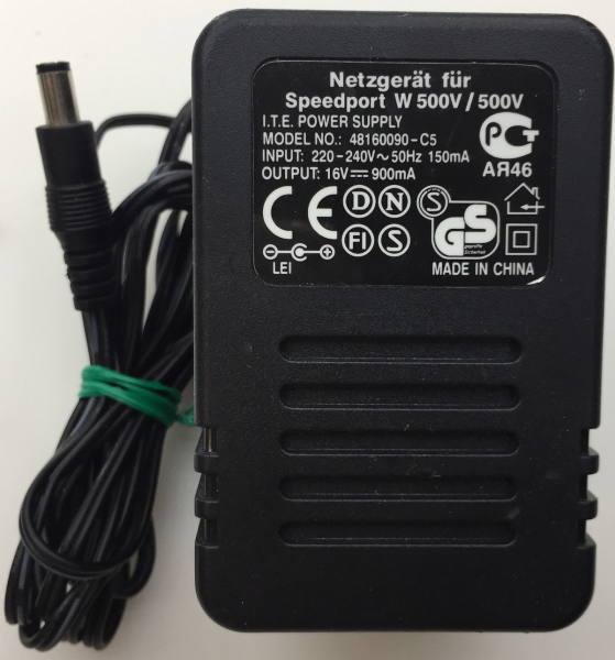 Original  48160090-C5 Output: 16V-900mA INPUT 220-240V--50Hz 150mA ADAPTER