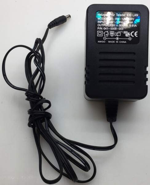 TELEDAT 330LAN  AM-1200800V INPUT 230V-50Hz 150mA OUTPUT 12V-800mA 9.6VA ADAPTER
