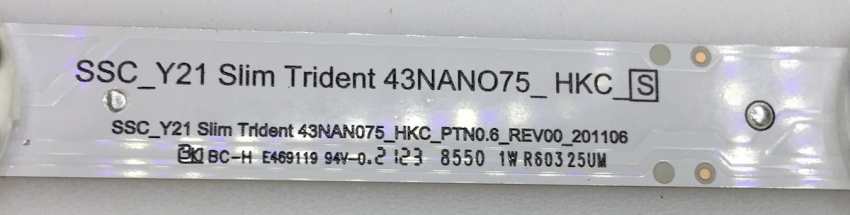 43NANO779PA Set5 5xSSC_Y21 Slim Trident 43NANO75_HKC_PTN0.6_REV00_201106 LED Backlight