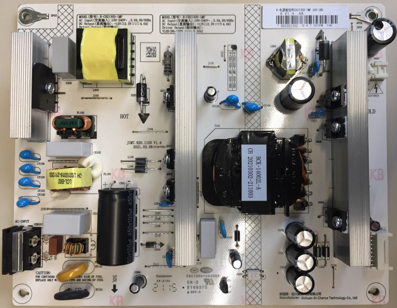 ODL55851UC-TIB ODL50950UC-TAB JUM7.820.1159 V1.4 R-CH2130D-1MF 600-UBE Netzteil