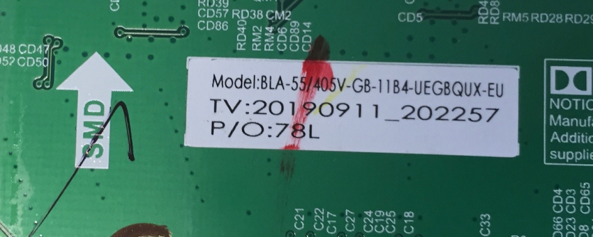 BLA-55/405V-GB-11B4  T.MS6586.U703 20190911_202257 P/O:78L Mainboard