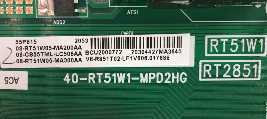 55P618 55P615 Mainboard 40-RT51W1-MPD2HG 08-CS55TML-LC506AA