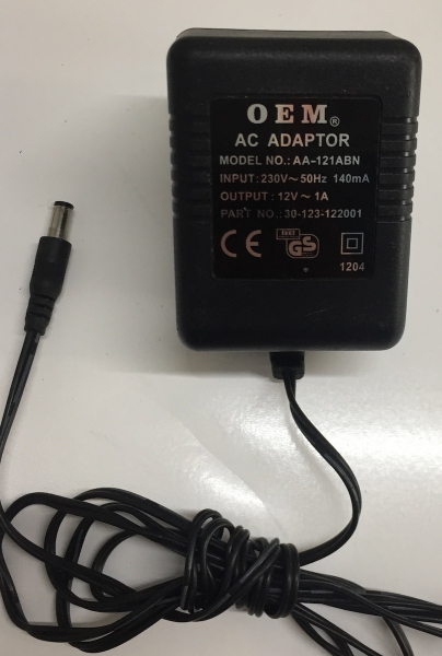 OEM AC ADAPTOR AA-121ABN IN:230V  50Hz OUT:12V 1A
