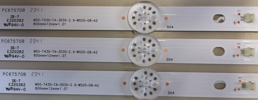 S43U4430F 308054301DMS0001 255-260LM PC67570B MSG-T430-TA-3030-2.6-WS05-08-A2 LED Backlight