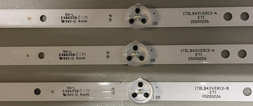 D42F553X2CCW 43LED5201B 43LED5221B Set3 2x A-Type 17DLB43VER13-A  B-Type und  1x 17DLB43VER13-B LED-Backlight