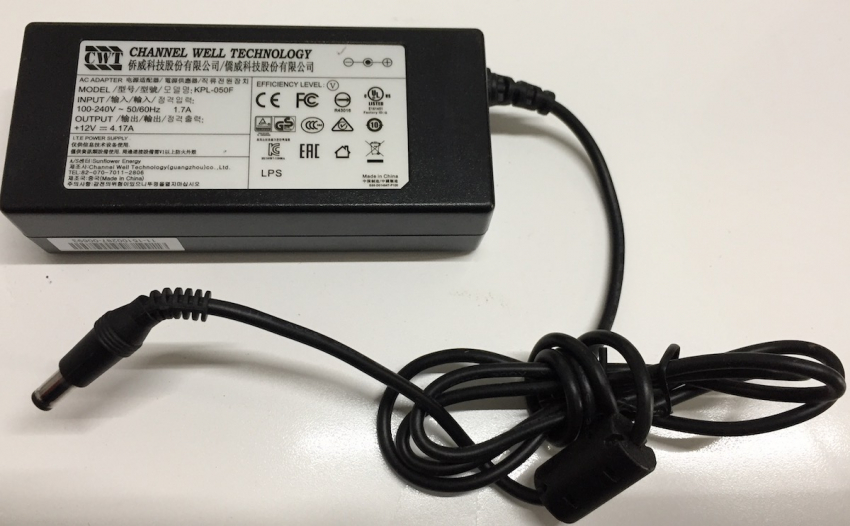 AC ADAPTER MODEL:KPL-050F INPUT: 100-240V-50/60Hz 1.7A OUTPUT: +12.0V--- 4.17A