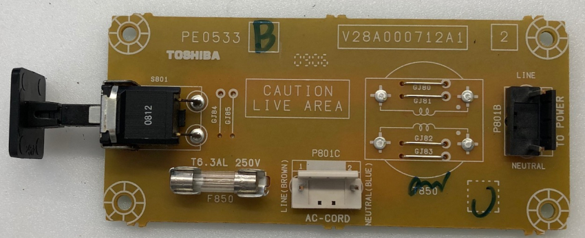 Netzschalter - PE0533 - B - V28A000712A1 für Toshiba 32RV633 42XV553D