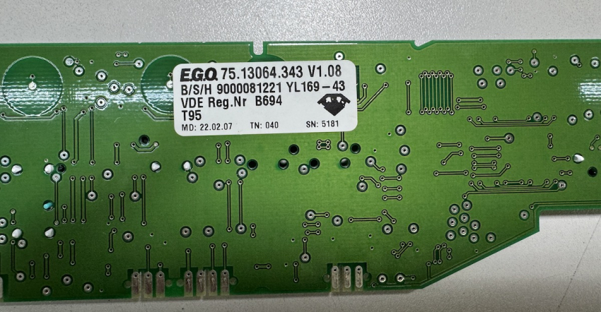 EH78S501/06 Siemens E.G.O 75.13064.343 V1.08 980.106-03 Control Panel Board for Siemens / Bosch Induction Hob