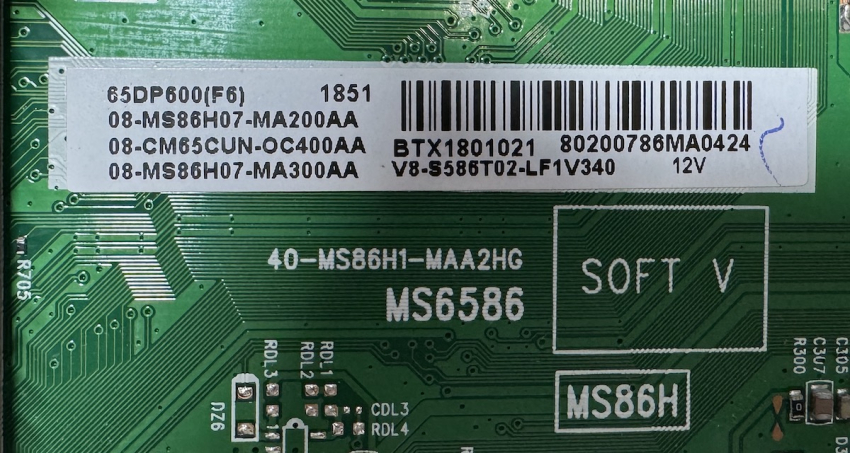 65UD6306 65DB600 65DP600 Mainboard 40-MS86H1-MAA2HG MS6586 08-CM65CUN-OC400AA
