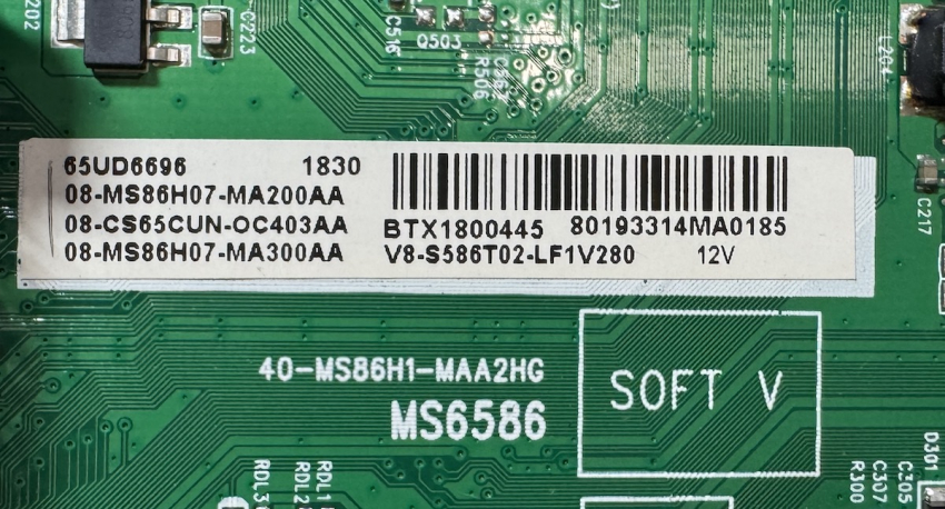 65UD6696 65UD6306 Mainboard 40-MS86H1-MAA2HG 08-CS65CUN-OC403AA