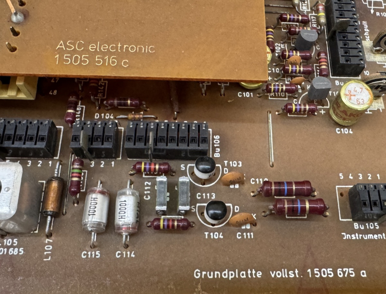 ASC Grundplatte vollst. 1505 675 a mit Platine 1505 516 c – Steuerplatine für Tonbandgerät ASC AS5002