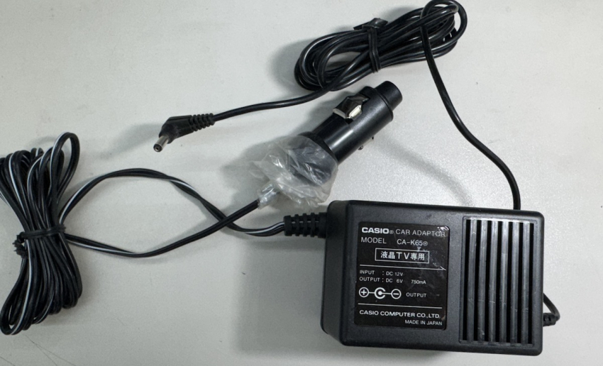 Casio Car Adaptor CA-K65 Input DC 12V, Output DC 6V 750mA